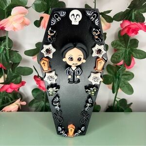 Hand Decorated Gothic Gentleman Clay Doll Coffin Jewelry Box with Choker Inside